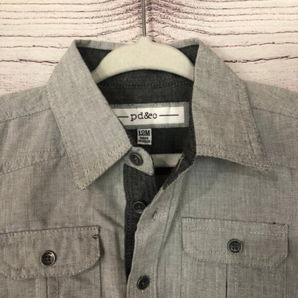 Paper Denim & Cloth Gray Short Sleeve Button Down 12M - Picture 3 of 3